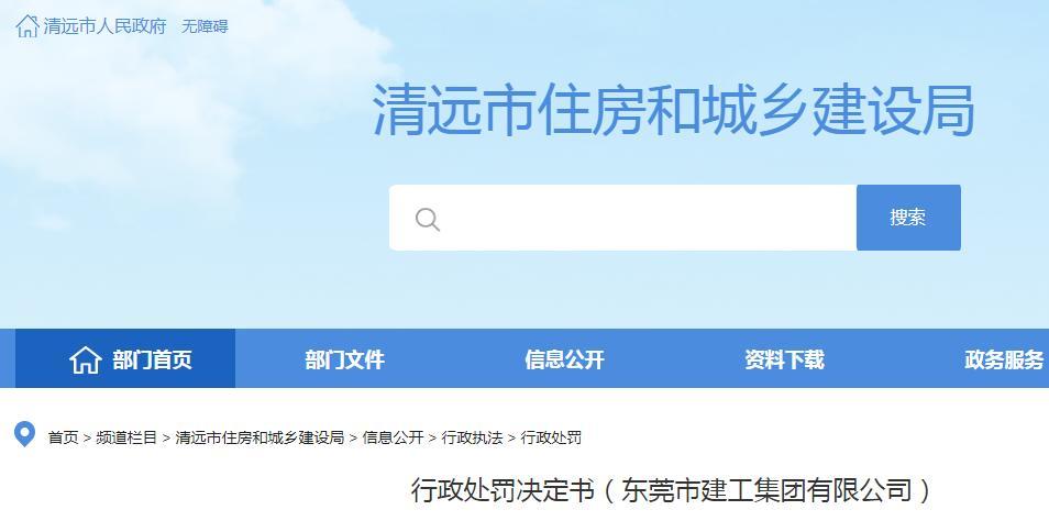 东莞市建工集团有限公司未采取有效防尘降尘措施被责令整改并罚款10万元