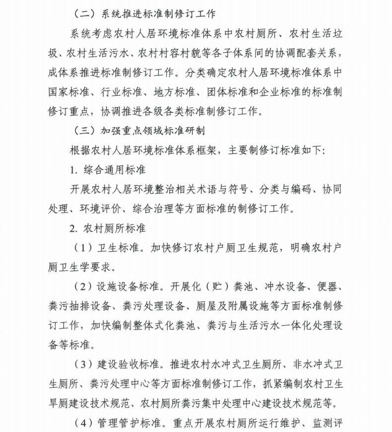 住房和城乡建设部等7部门联合印发《关于推动农村人居环境标准体系建设的指导意见》