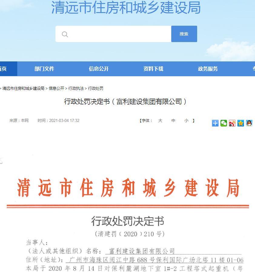 未指定专职管理人员现场监督检查 富利建设集团有限公司被罚9900元