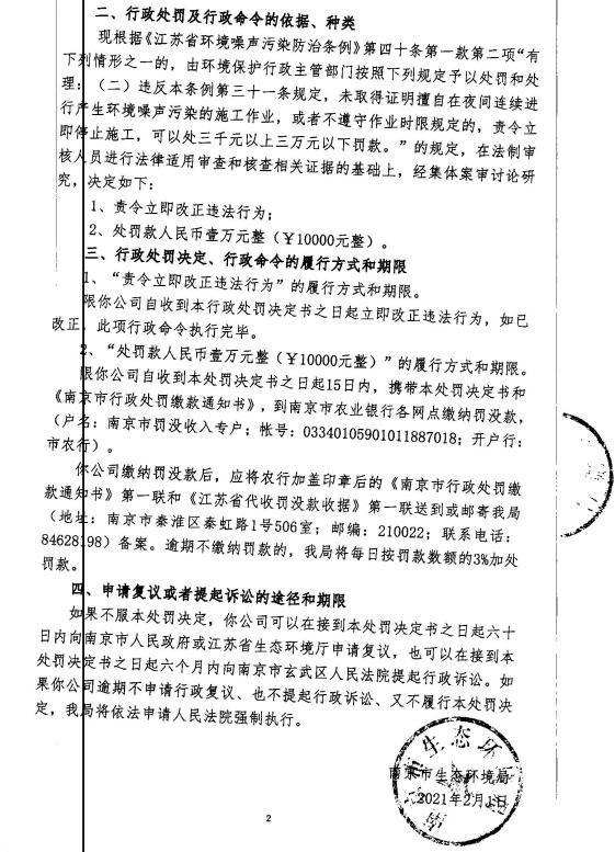 未经审批擅自施工 南京安佰邦机电工程公司等4家公司被各罚1万元