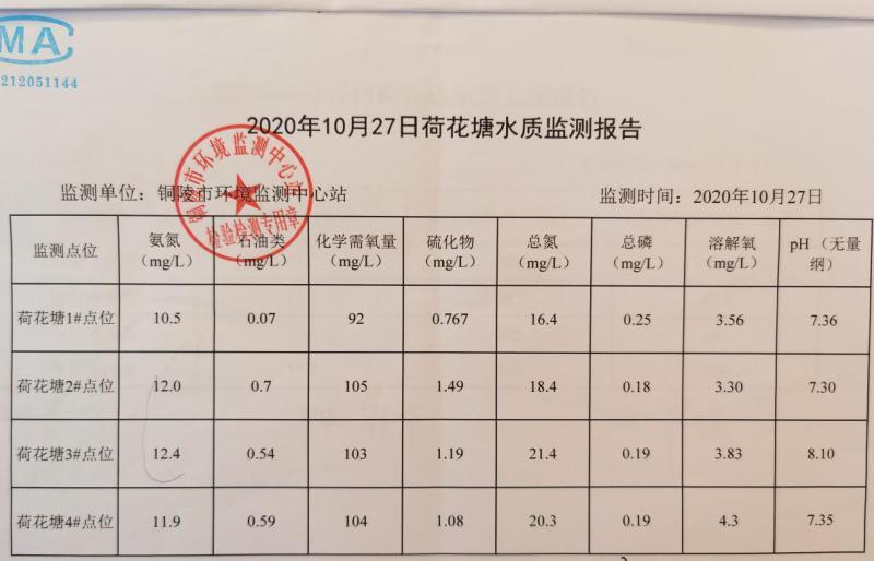 安徽省铜陵市郊区工作敷衍应付 荷花塘超标污水排入长江