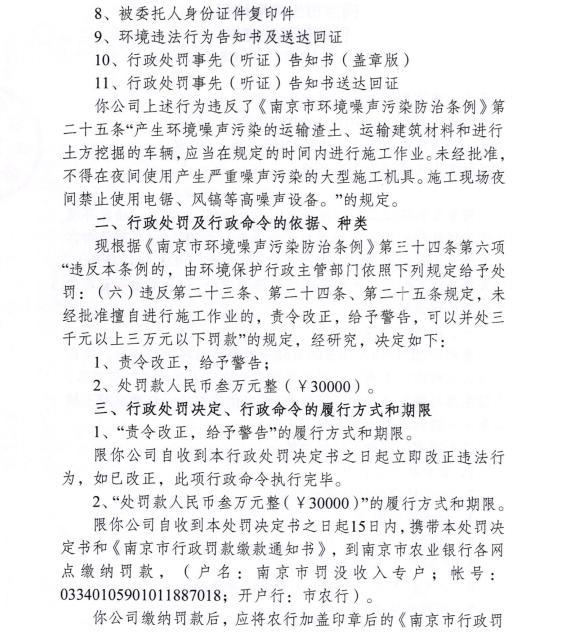 未经审批夜间施工 南京晋恒市政工程有限公司等3家公司被各罚3万元