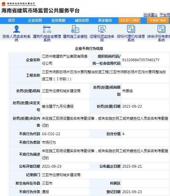 项目管理不规范 江苏中南建筑产业集团有限责任公司被通报批评