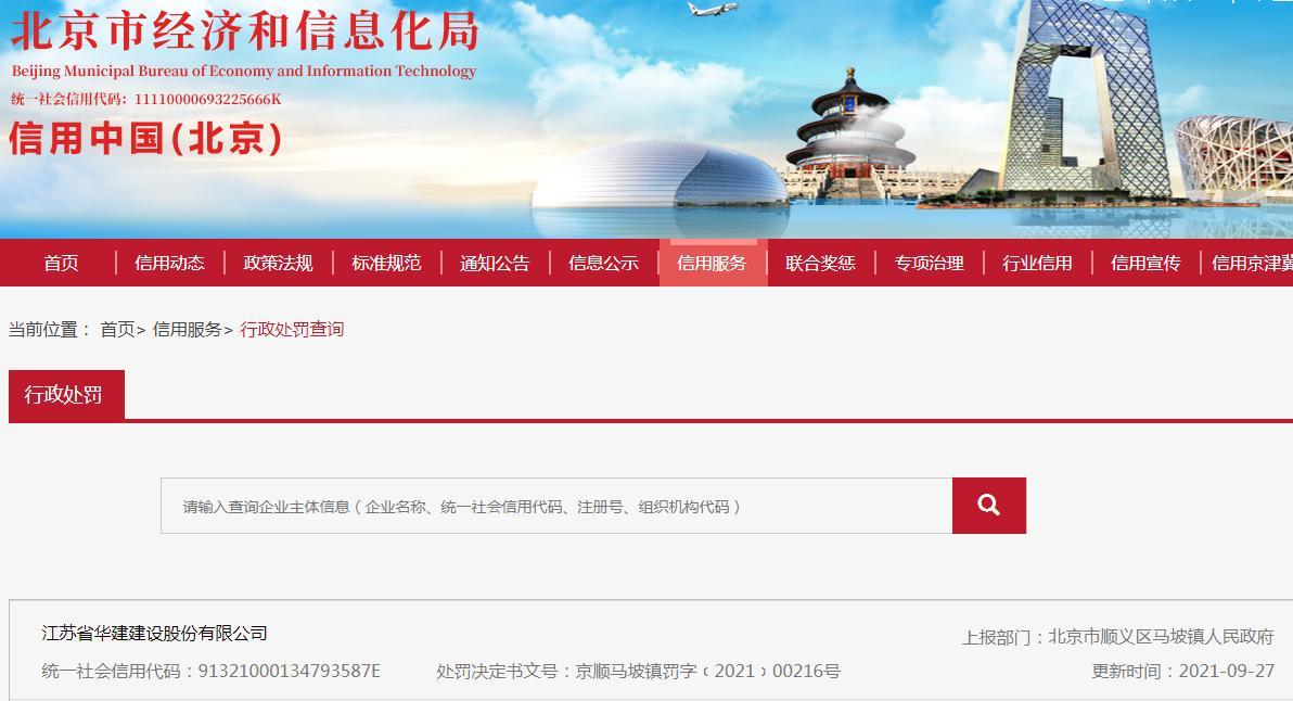 江苏省华建建设股份有限公司因2次违规被合计罚款近18万元
