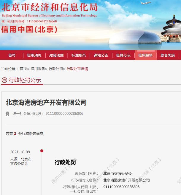 涉嫌未经许可挖掘公路 北京海港房地产开发有限公司被罚3万元