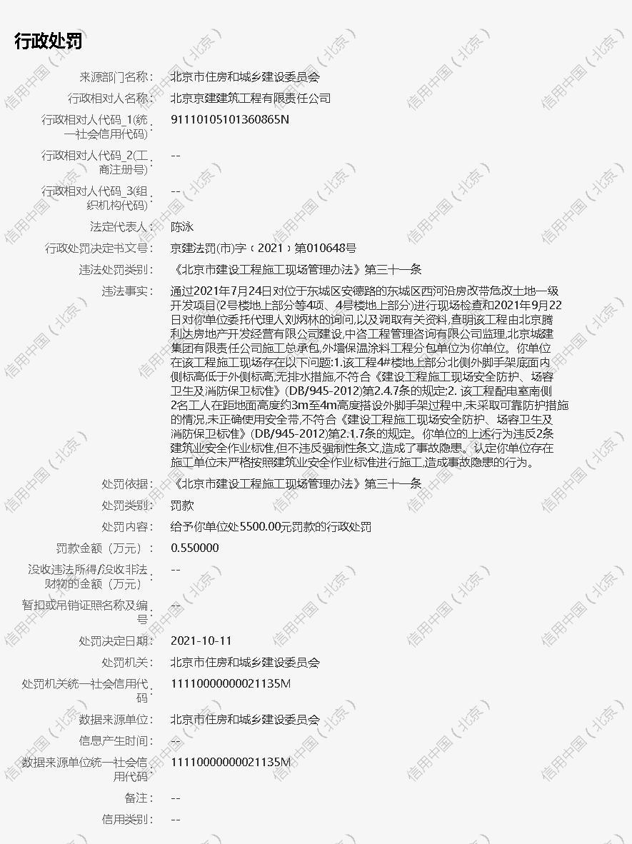 北京京建建筑工程有限责任公司