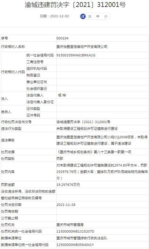 重庆怡置星茂房地产开发有限公司