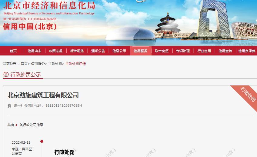 北京劲旅建筑工程有限公司因防尘措施不到位被罚10万元