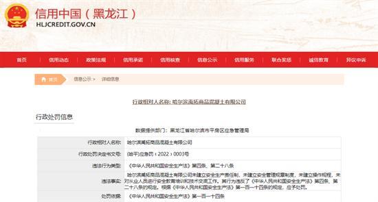 哈尔滨禹拓商品混凝土有限公司多项制度不达标被罚35万元