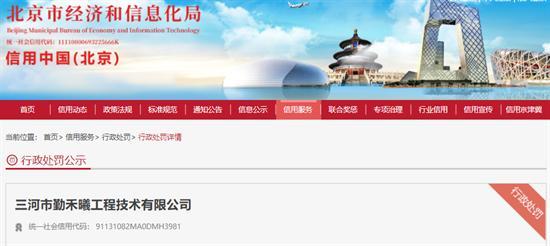 三河市勤禾曦工程技术有限公司施工现场未有效防尘被罚1万元