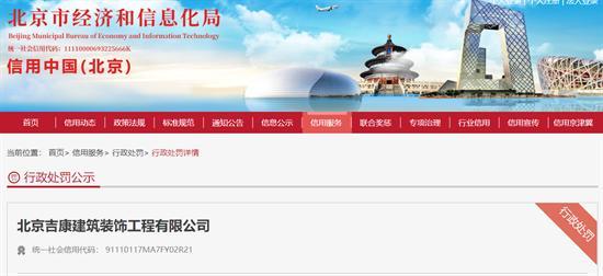 北京吉康建筑装饰工程有限公司使用未经编码登记的挖掘机被罚