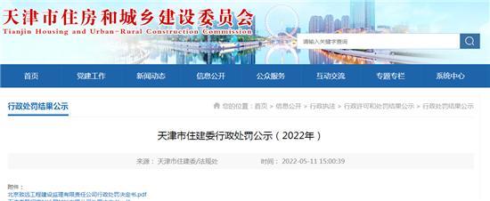 对施工隐患监管不到位 北京致远工程建设监理有限责任公司被罚3.9万元