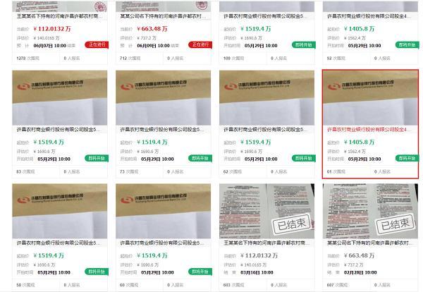 许昌农商行风险引关注：多家参控股村镇银行提现难 股东拍卖变卖频繁