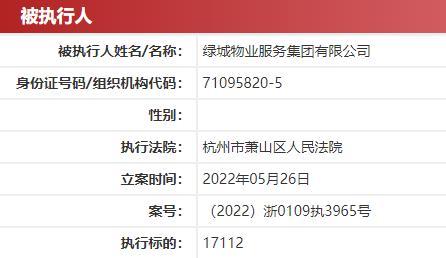 绿城物业服务集团被列为“被执行人”
