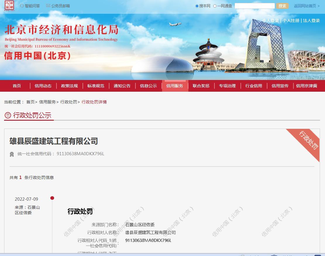 违反城镇排水与污水处理条例 雄县辰盛建筑工程有限公司被罚10万元