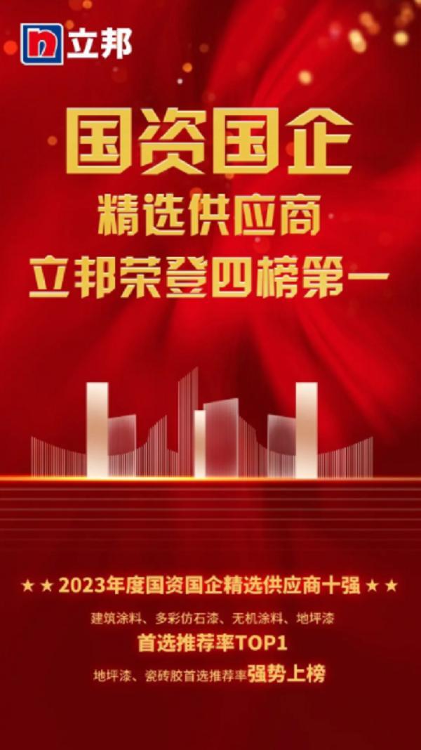 立邦入围2023年度国资企业精选供应商十强六大榜单，持续赋能供应链生态 