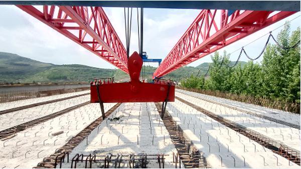 临临七标项目双星大桥T梁全部架设完成