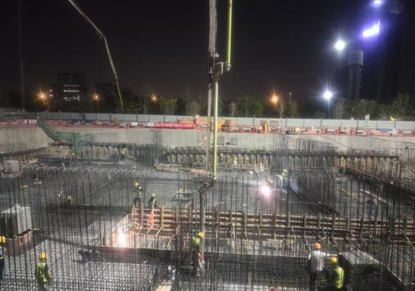 将军山安置物业项目首栋厂房地下室底板施工完成